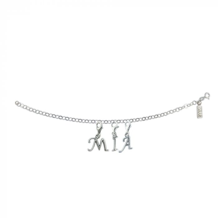 Bratara argint personalizata nume Mia pandantive litere argint carabina reglabila GIOTTO645 Dras [1]