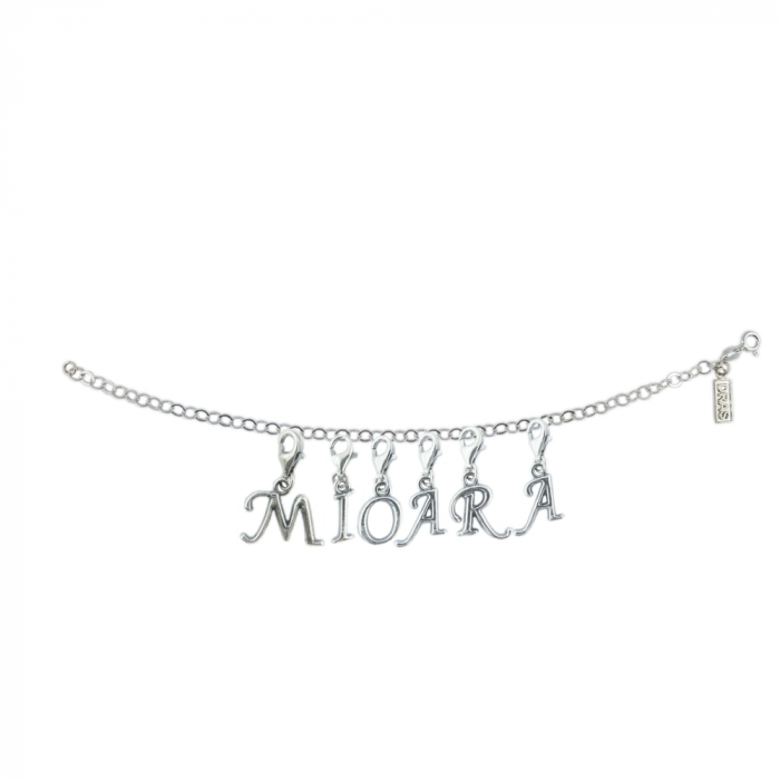 Bratara argint personalizata nume Mioara pandantive litere argint carabina reglabila GIOTTO1000 Dras [1]