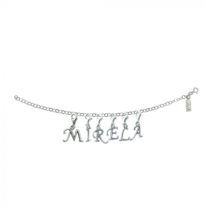 Bratara argint personalizata nume Mirela pandantive litere argint carabina reglabila GIOTTO995 Dras [1]