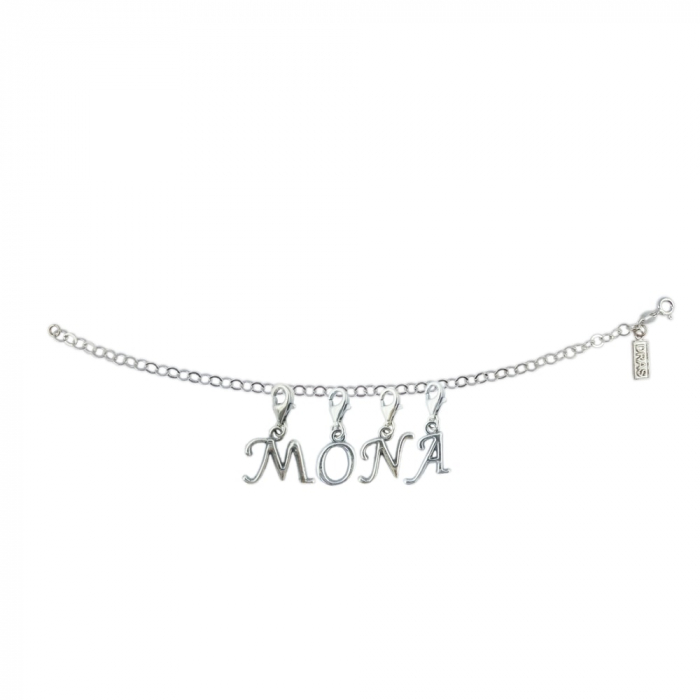 Bratara argint personalizata nume Mona pandantive litere argint carabina reglabila GIOTTO785 Dras [1]