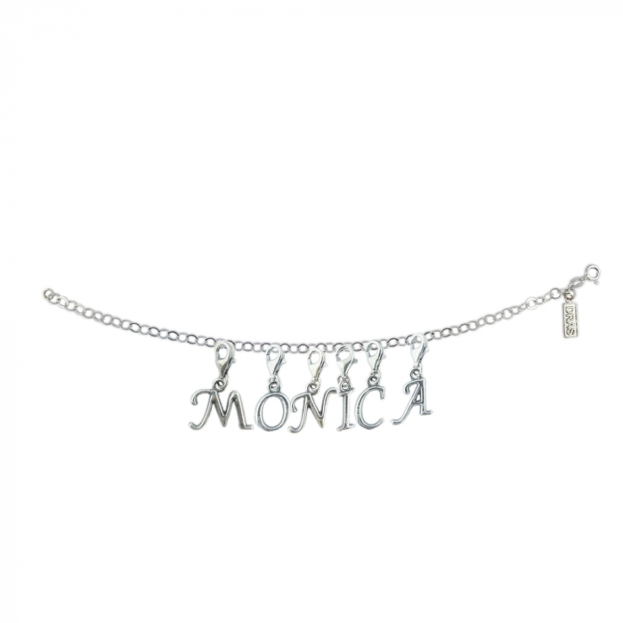 Bratara argint personalizata nume Monica pandantive litere argint carabina reglabila GIOTTO985 Dras [1]