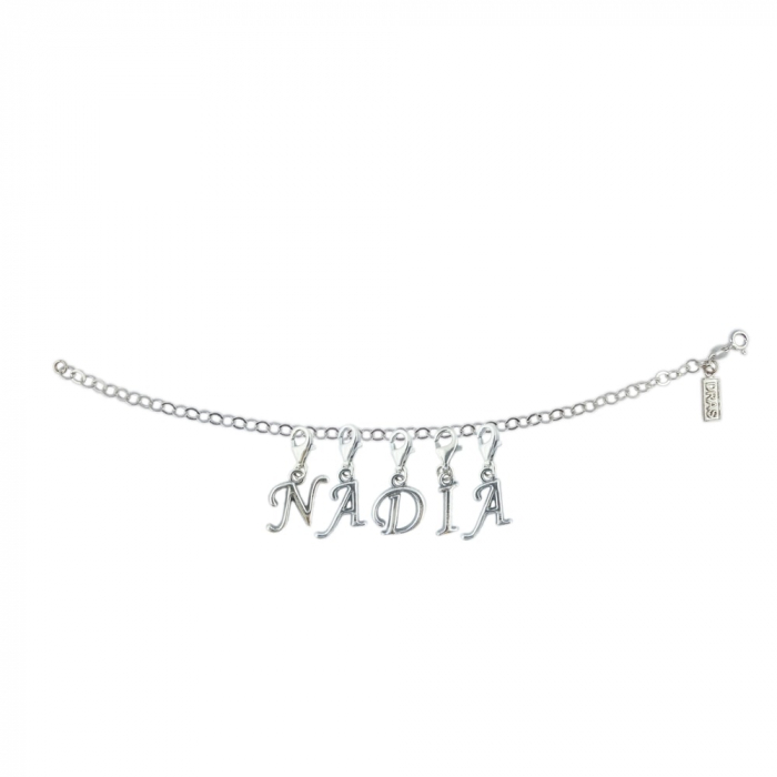 Bratara argint personalizata nume Nadia pandantive litere argint carabina reglabila GIOTTO875 Dras [1]