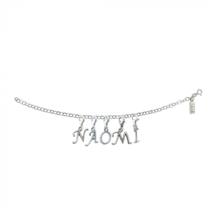 Bratara argint personalizata nume Naomi pandantive litere argint carabina reglabila GIOTTO885 Dras [1]