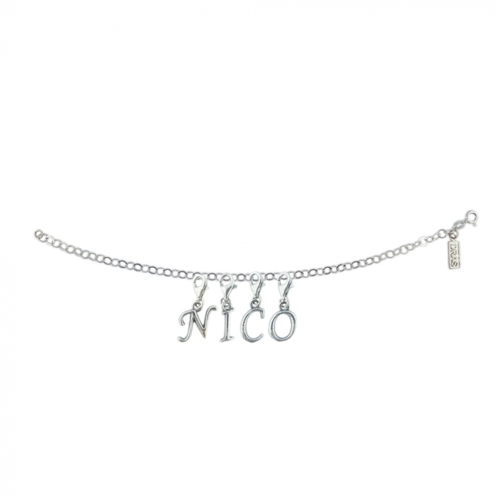 Bratara argint personalizata nume Nico pandantive litere argint carabina reglabila GIOTTO720 Dras [1]
