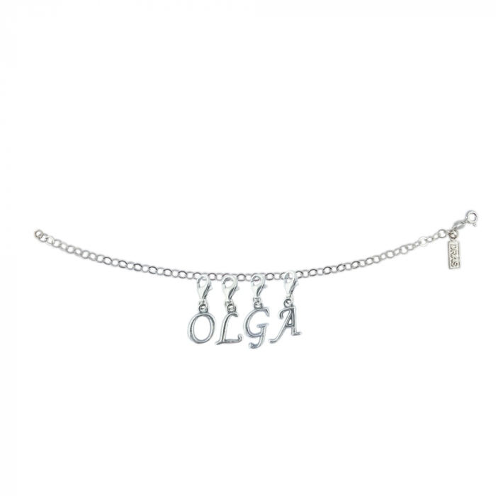Bratara argint personalizata nume Olga pandantive litere argint carabina reglabila GIOTTO725 Dras [1]