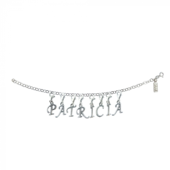 Bratara argint personalizata nume Patricia pandantive litere argint carabina reglabila GIOTTO1150 Dras [1]