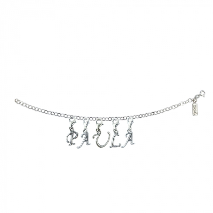 Bratara argint personalizata nume Paula pandantive litere argint carabina reglabila GIOTTO840 Dras [1]