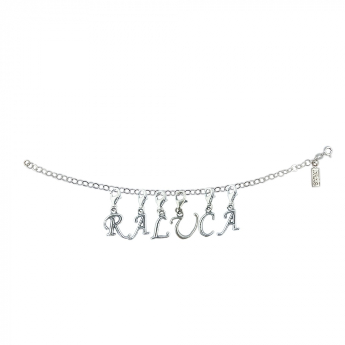 Bratara argint personalizata nume Raluca pandantive litere argint carabina reglabila GIOTTO960 Dras [1]