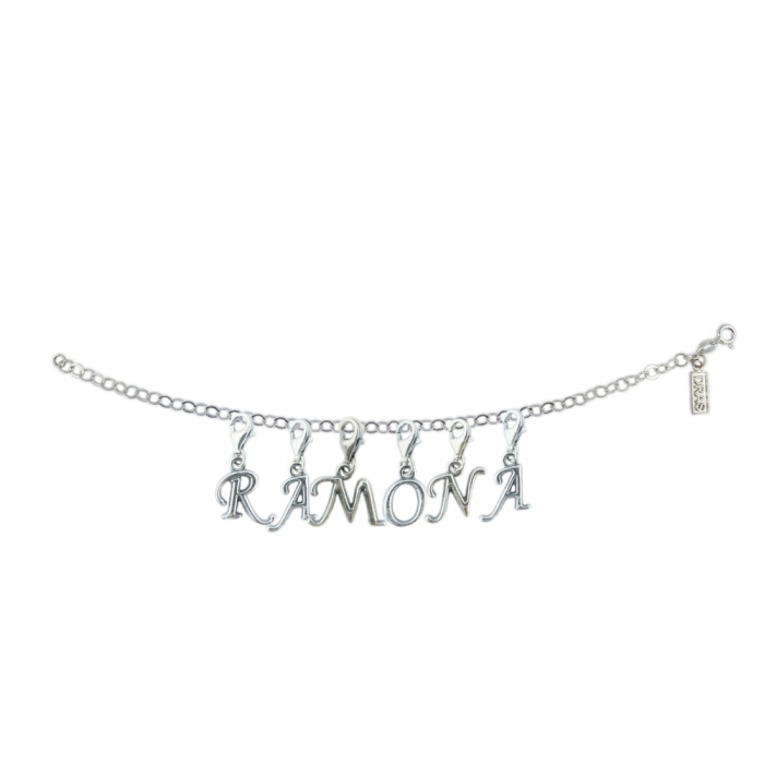 Bratara argint personalizata nume Ramona pandantive litere argint carabina reglabila GIOTTO1030 Dras [1]