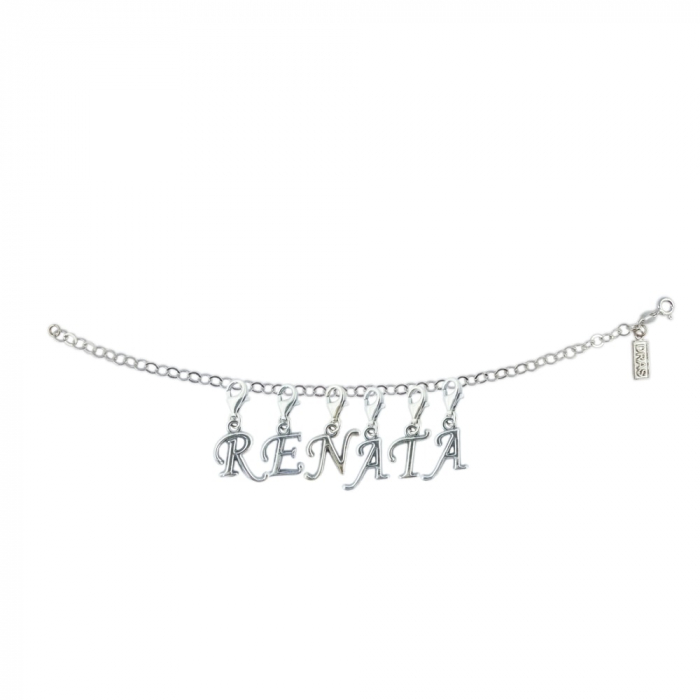 Bratara argint personalizata nume Renata pandantive litere argint carabina reglabila GIOTTO990 Dras [1]