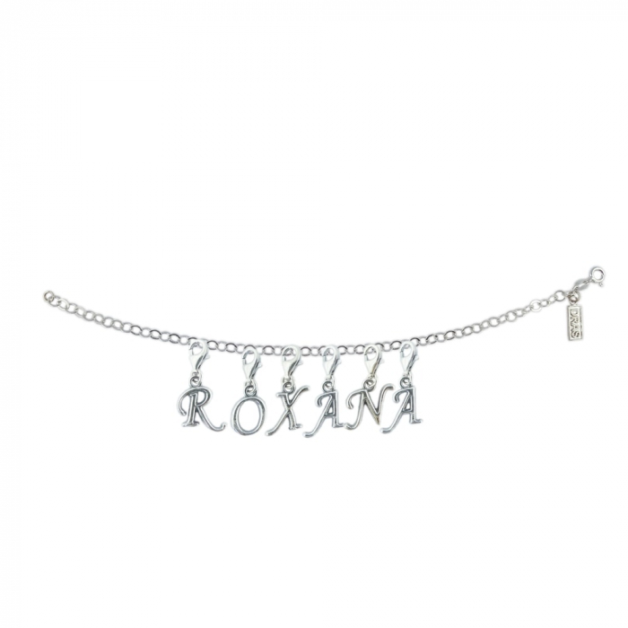 Bratara argint personalizata nume Roxana pandantive litere argint carabina reglabila GIOTTO985 Dras [1]