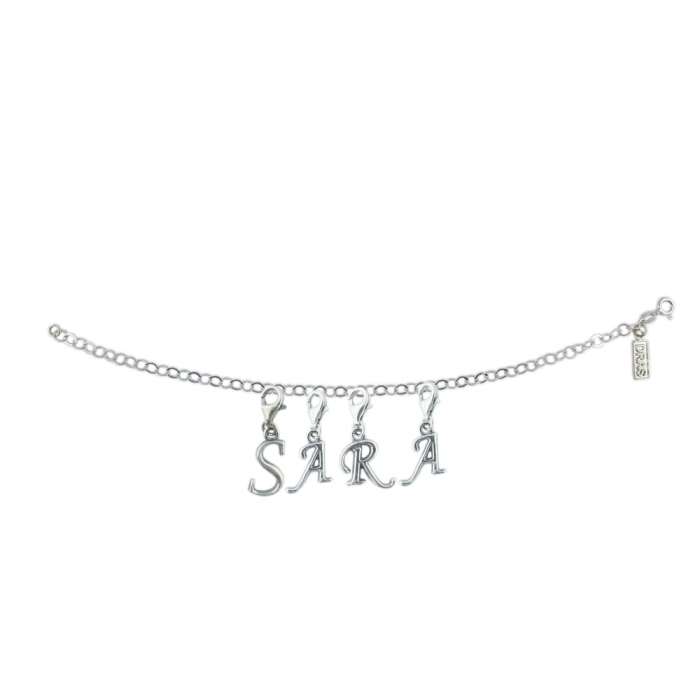 Bratara argint personalizata nume Sara pandantive litere argint carabina reglabila GIOTTO755 Dras [1]