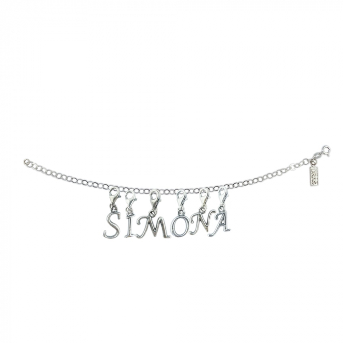 Bratara argint personalizata nume Simona pandantive litere argint carabina reglabila GIOTTO1000 Dras [1]