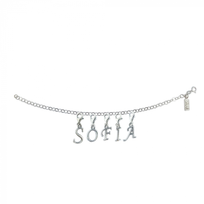 Bratara argint personalizata nume Sofia pandantive litere argint carabina reglabila GIOTTO830 Dras [1]