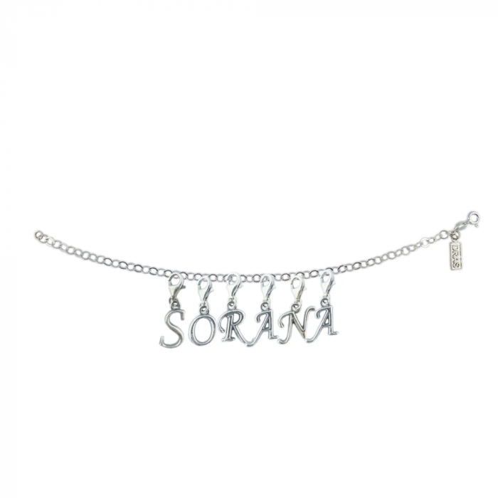 Bratara argint personalizata nume Sorana pandantive litere argint carabina reglabila GIOTTO995 Dras [1]