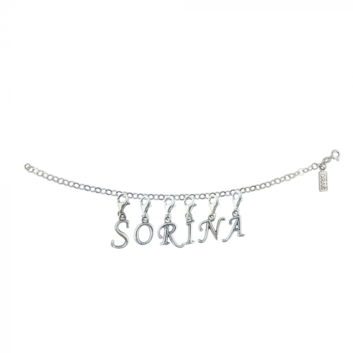 Bratara argint personalizata nume Sorina pandantive litere argint carabina reglabila GIOTTO865 Dras [1]