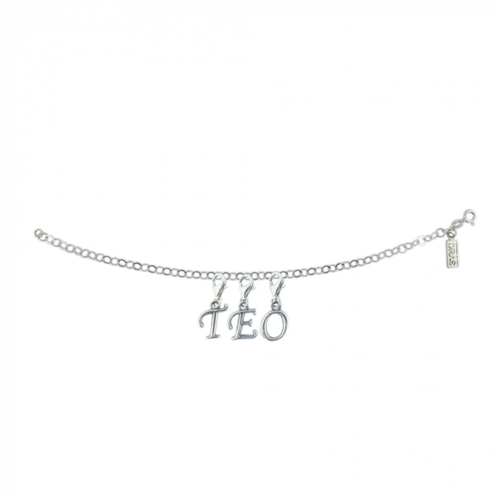 Bratara argint personalizata nume Teo pandantive litere argint carabina reglabila GIOTTO610 Dras [1]