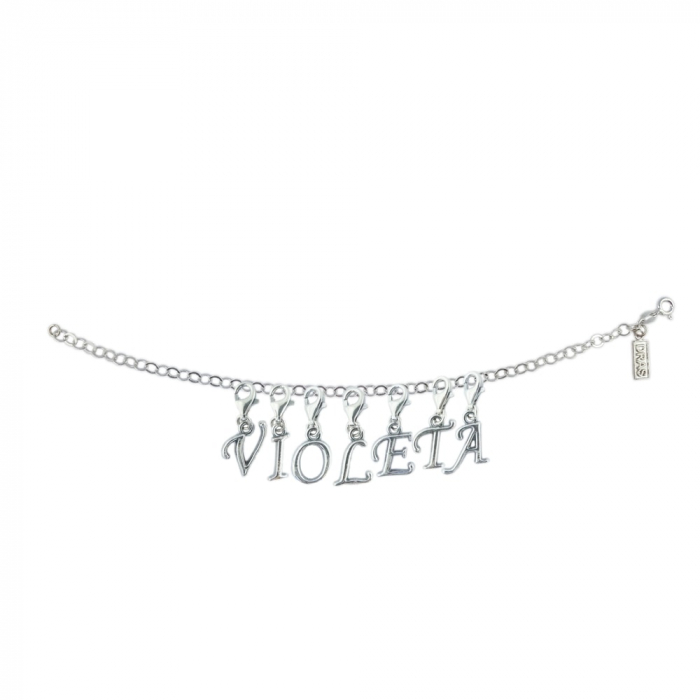 Bratara argint personalizata nume Violeta pandantive litere argint carabina reglabila GIOTTO1030 Dras [1]
