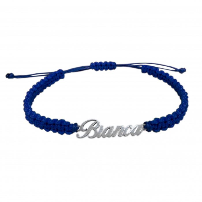 Bratara snur albastru impletit manual personalizata nume Bianca argint 9450100 Dras [1]