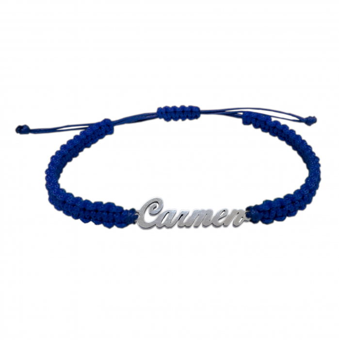 Bratara snur albastru impletit manual personalizata nume Carmen argint 9445100 Dras [1]