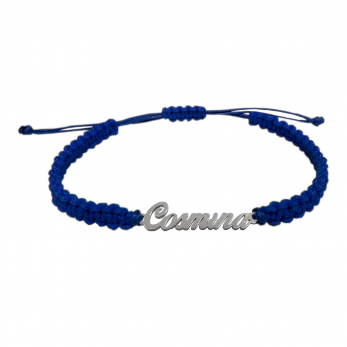 Bratara snur albastru impletit manual personalizata nume Cosmina argint 9460100 Dras [1]