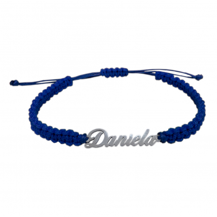 Bratara snur albastru impletit manual personalizata nume Daniela argint 9449100 Dras [1]