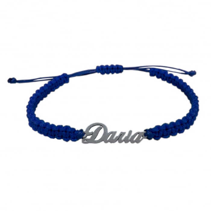 Bratara snur albastru impletit manual personalizata nume Daria argint 9420100 Dras [1]