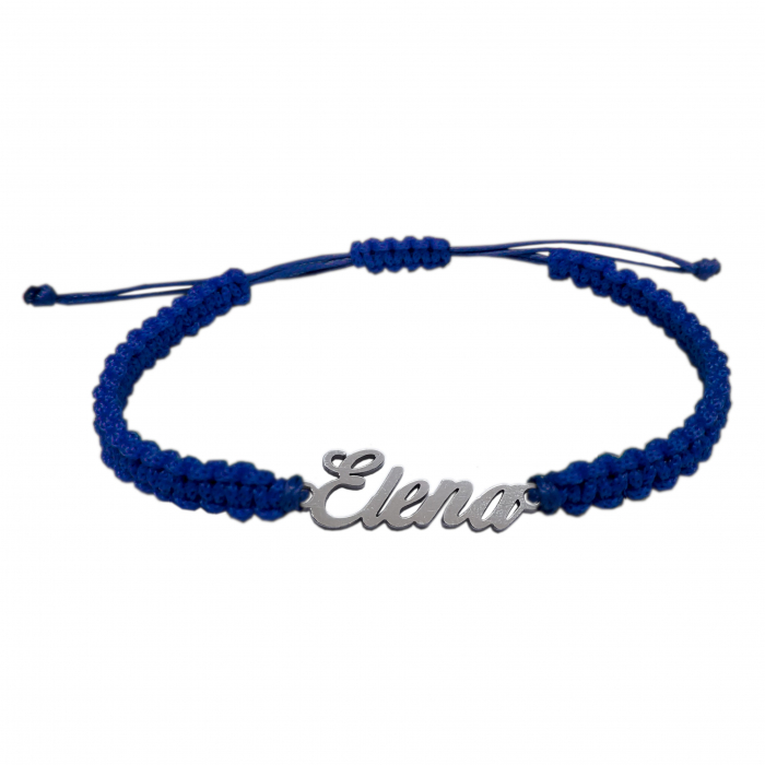 Bratara snur albastru impletit manual personalizata nume Elena argint 9428100 Dras [1]