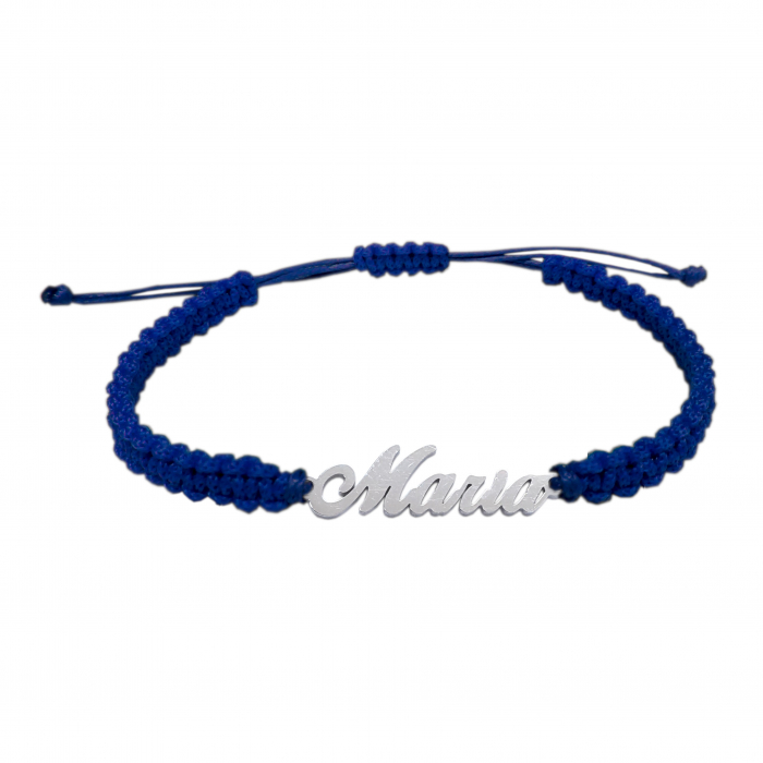Bratara snur albastru impletit manual personalizata nume Maria argint 9436100 Dras [1]