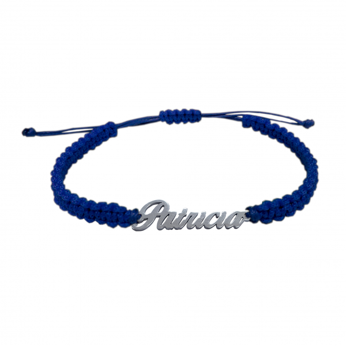 Bratara snur albastru impletit manual personalizata nume Patricia argint 9466100 Dras [1]