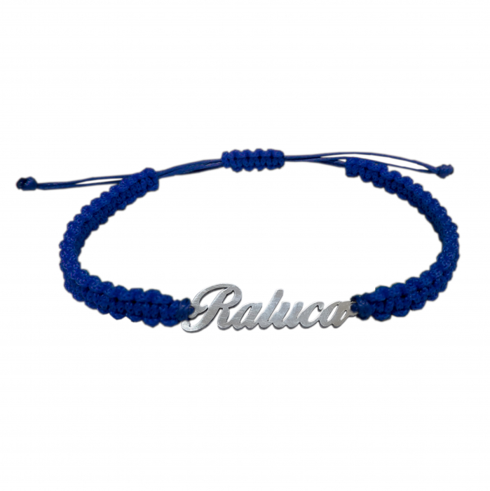 Bratara snur albastru impletit manual personalizata nume Raluca argint 9441100 Dras [1]