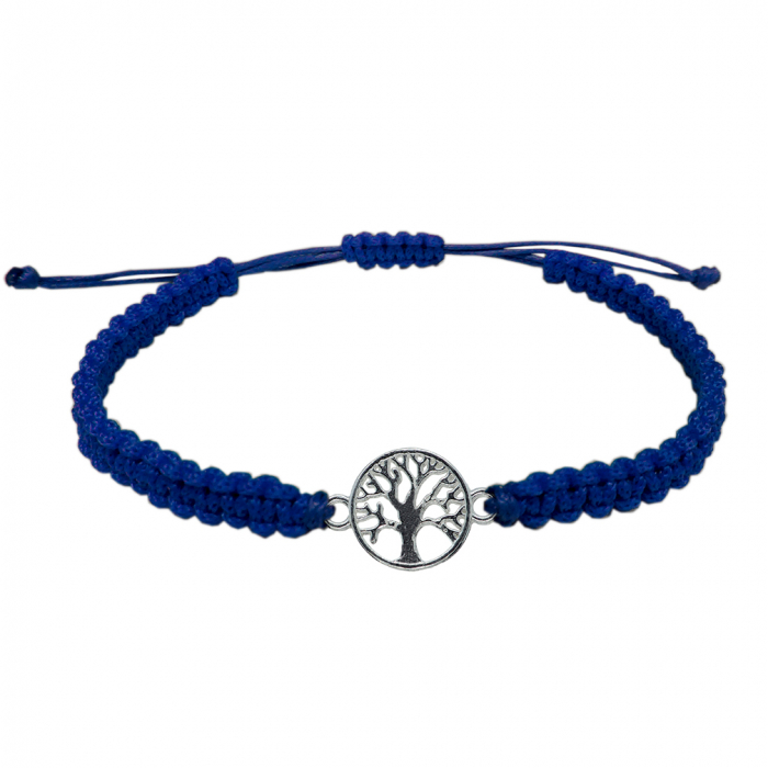 Bratara snur albastru impletit manual personalizata Pomul vietii argint 9491140 Dras [1]