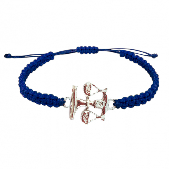 Bratara snur albastru impletit manual personalizata zodie Balanta zodiac european argint 9243115 Dras [1]