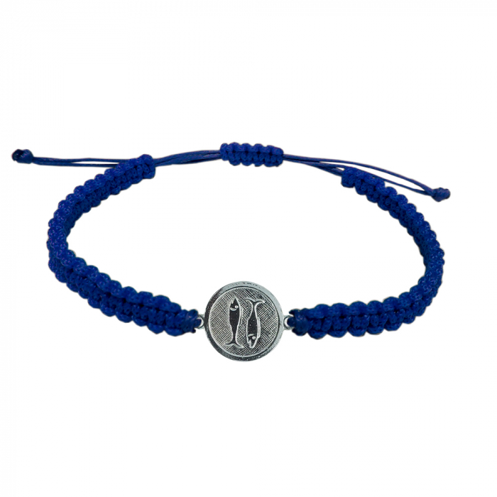 Bratara snur albastru impletit manual personalizata zodie Pesti zodiac european argint 4201200 Dras [1]