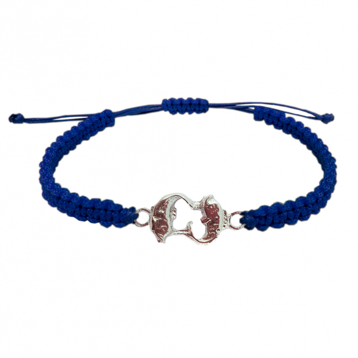 Bratara snur albastru impletit manual personalizata zodie Pesti zodiac european argint 9245120 Dras [1]