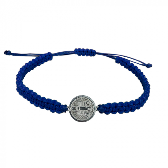 Bratara snur albastru impletit manual personalizata zodie Rac zodiac european argint 4201200 Dras [1]