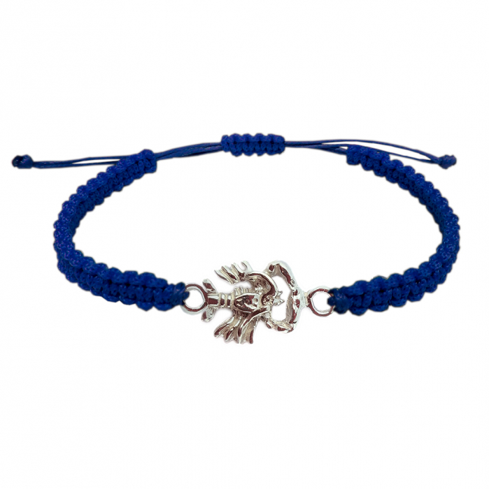 Bratara snur albastru impletit manual personalizata zodie Rac zodiac european argint 9246110 Dras [1]