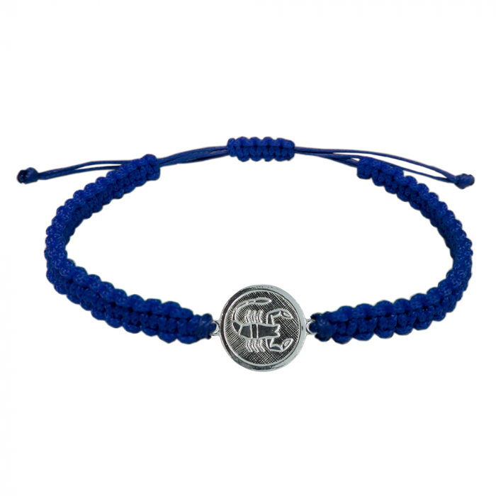 Bratara snur albastru impletit manual personalizata zodie Scorpion zodiac european argint 4201200 Dras [1]