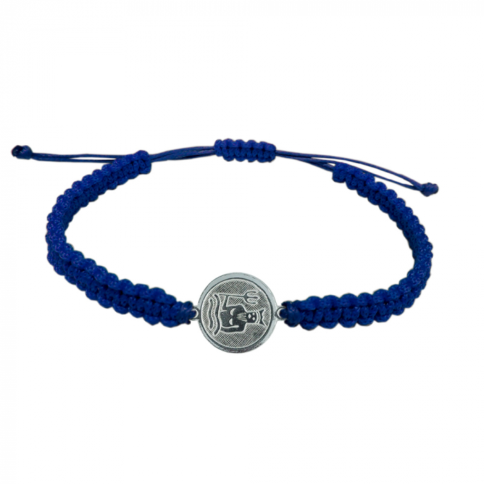 Bratara snur albastru impletit manual personalizata zodie Varsator zodiac european argint 4201200 Dras [1]