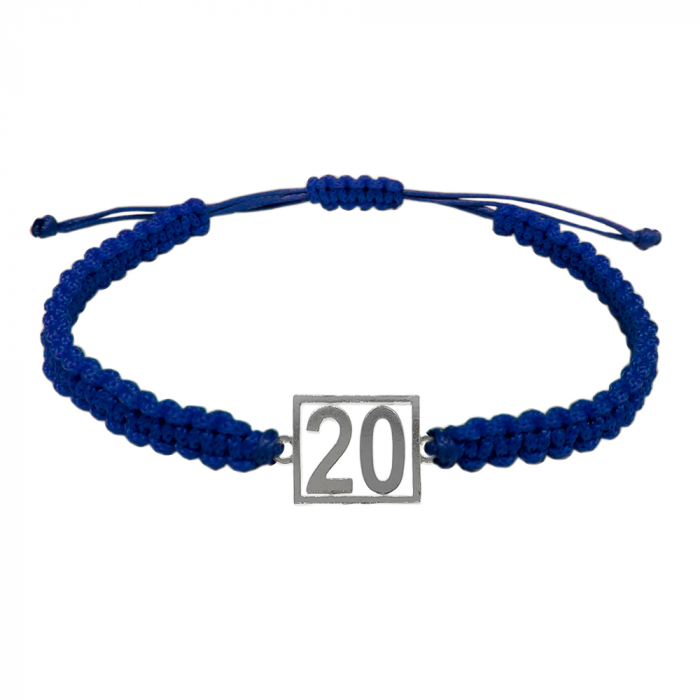 Bratara snur albastru impletita manual personalizata Cifra 20 argint numar norocos cifre aniversare 10252_0260 Dras [1]