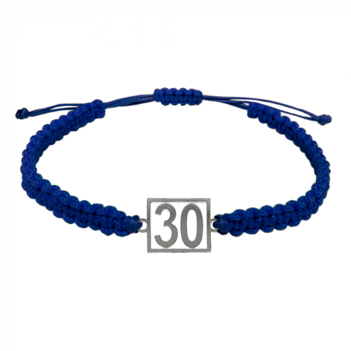Bratara snur albastru impletita manual personalizata Cifra 30 argint numar norocos cifre aniversare 10253_0260 Dras [1]