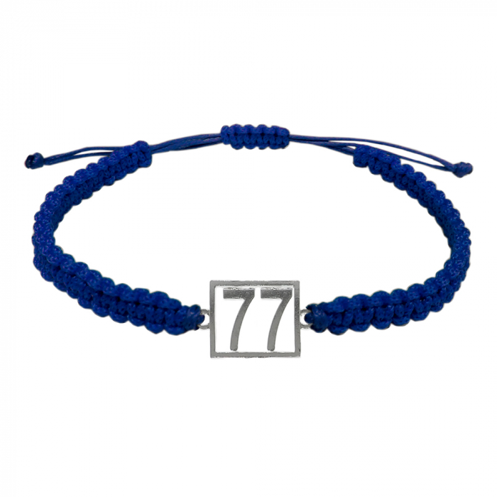 Bratara snur albastru impletita manual personalizata Cifra 77 argint numar norocos cifre aniversare 10247_7260 Dras [1]
