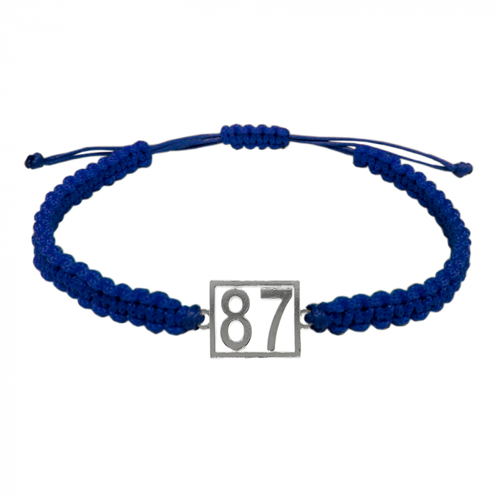 Bratara snur albastru impletita manual personalizata Cifra 87 argint numar norocos cifre aniversare 10248_7260 Dras [1]