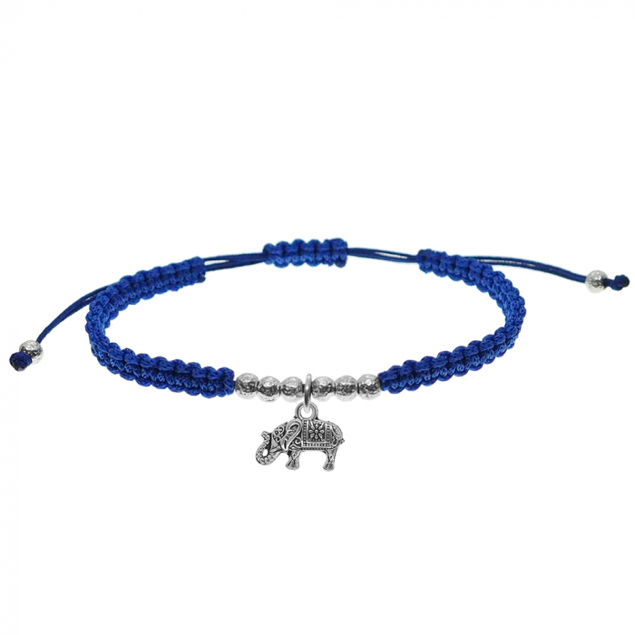 Bratara snur albastru impletita manual personalizata Elefant argint 9697420 Dras [1]