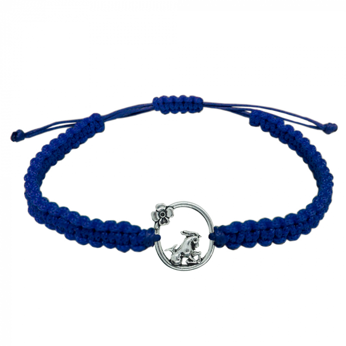 Bratara snur albastru impletita manual personalizata zodie Capricorn argint zodiac european 10152240 Dras [1]