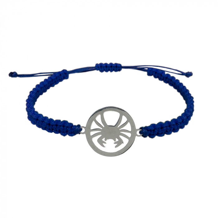 Bratara snur albastru impletita manual personalizata zodie Rac argint zodiac european 9777160 Dras [1]
