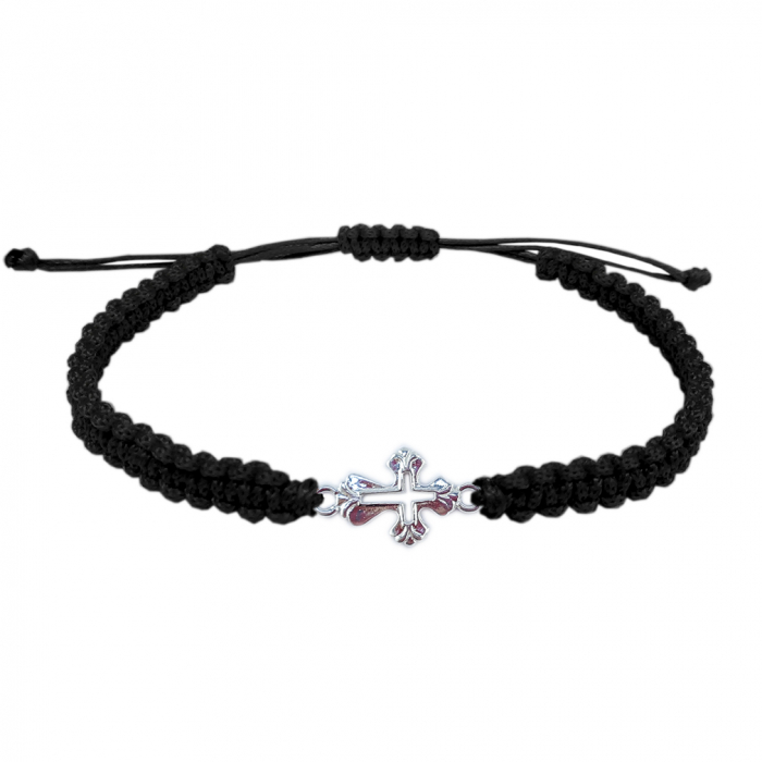 Bratara snur negru impletit manual personalizata cruciulita argint 4488065 Dras [1]