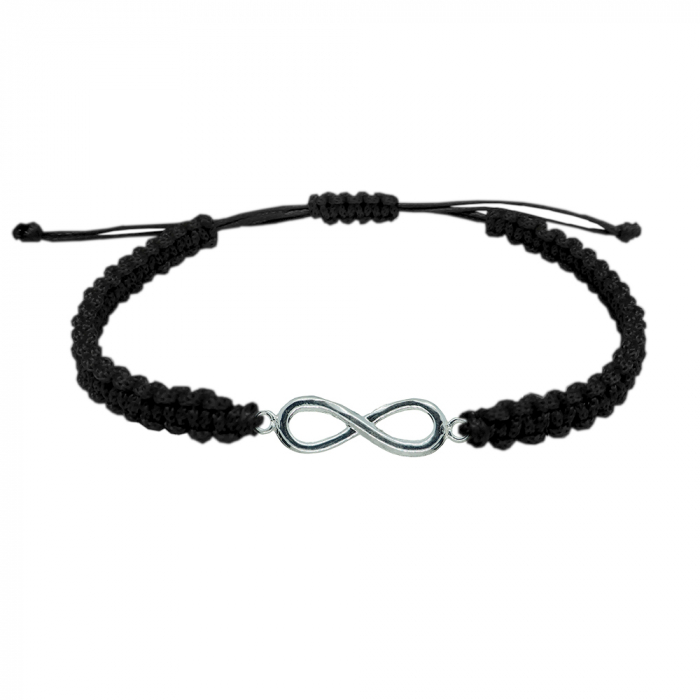 Bratara snur negru impletit manual personalizata Infinit argint 9393120 Dras [1]