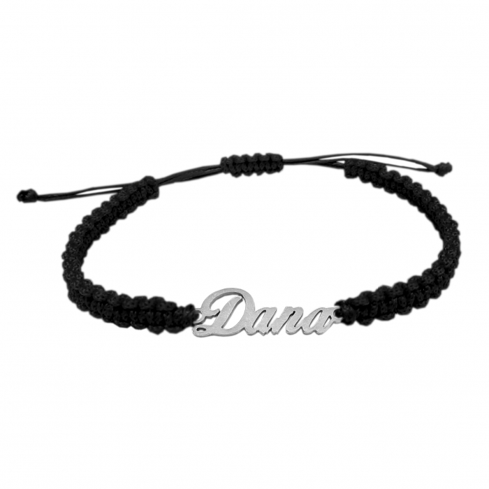 Bratara snur negru impletit manual personalizata nume Dana argint 9429100 Dras [1]