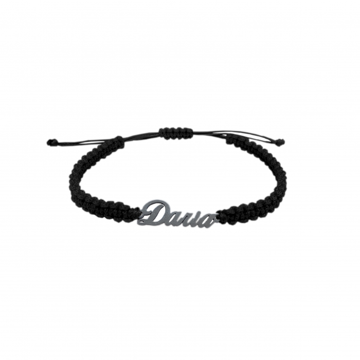 Bratara snur negru impletit manual personalizata nume Daria argint 9420100 Dras [1]